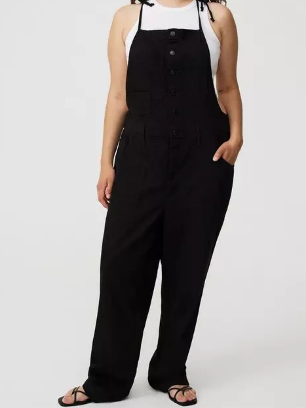 NWT Torrid 14 Black Lightweight Denim Button Front Overalls Jumpsuit